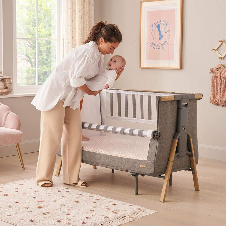 Tutti Bambini CoZee XL Complete Birth To 4+ Years Package - Oak/Charcoal-Bedside Cribs-Oak/Charcoal- | Natural Baby Shower