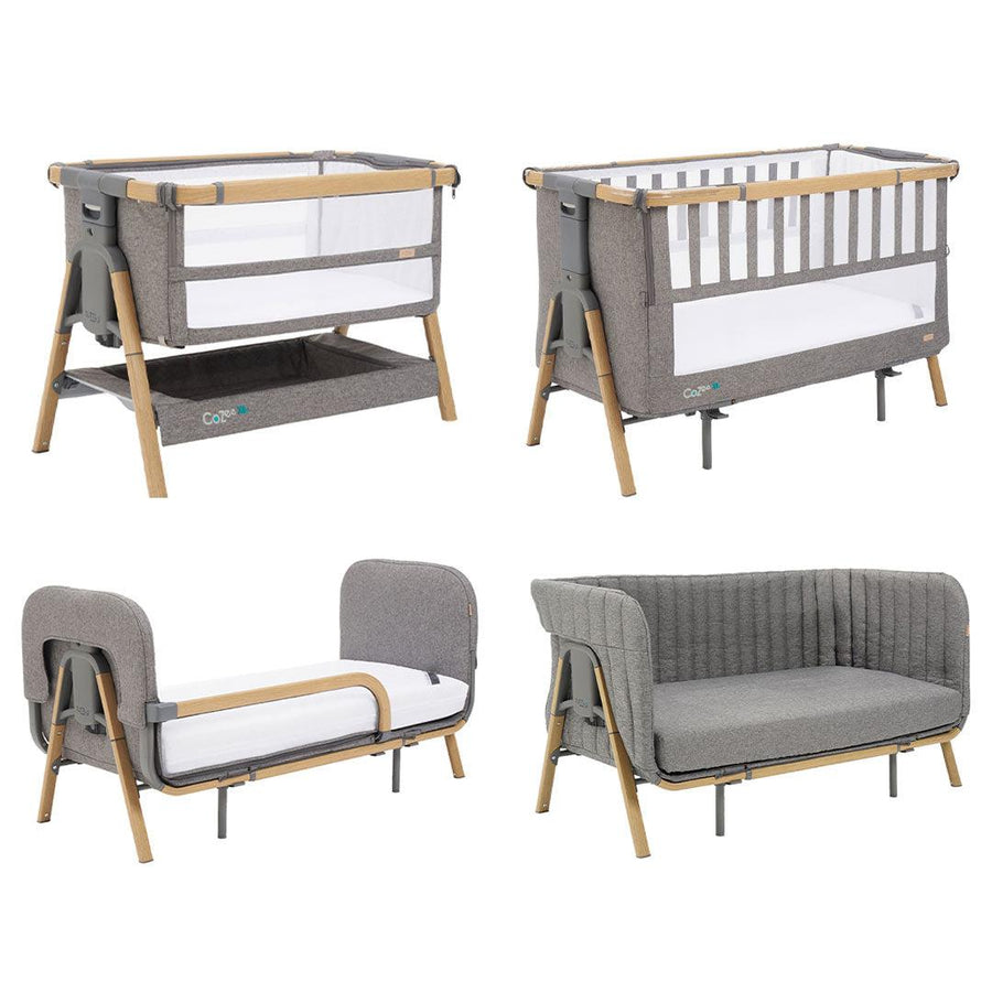 Tutti Bambini CoZee XL Complete Birth To 4+ Years Package - Oak/Charcoal-Bedside Cribs-Oak/Charcoal- | Natural Baby Shower