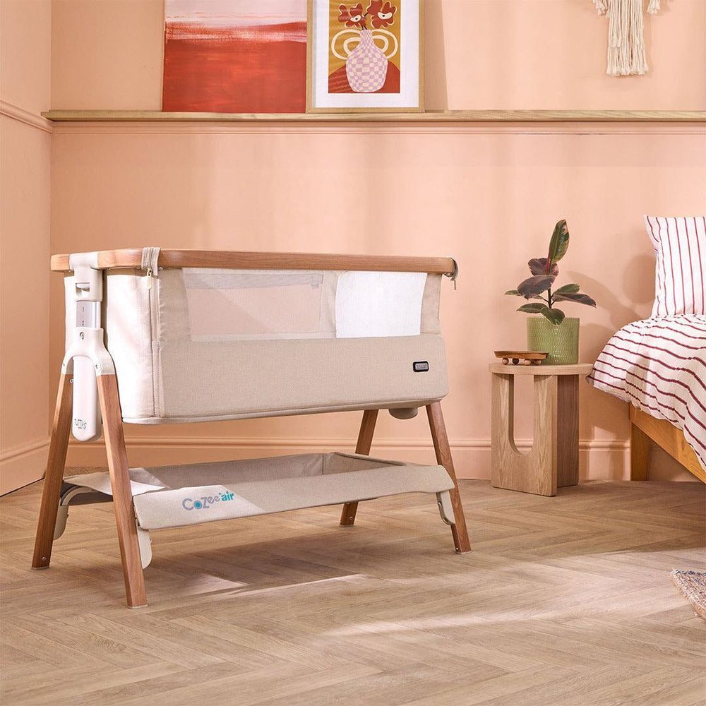 Tutti Bambini CoZee Air Bedside Crib - Scandinavian Walnut/Ecru-Bedside Cribs-Scandinavian Walnut/Ecru-Crib | Natural Baby Shower