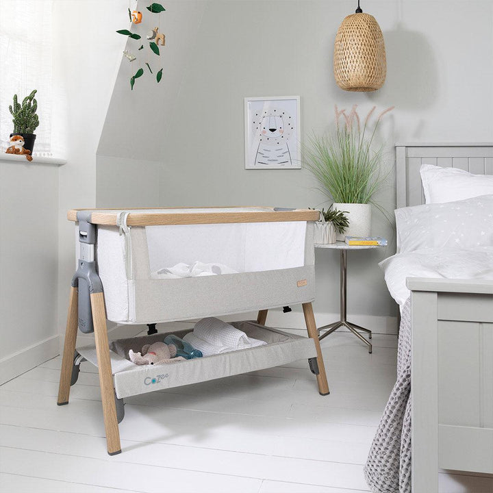 Tutti Bambini CoZee Bedside Crib - Oak/Sterling Silver-Bedside Cribs-Oak/Sterling Silver- | Natural Baby Shower