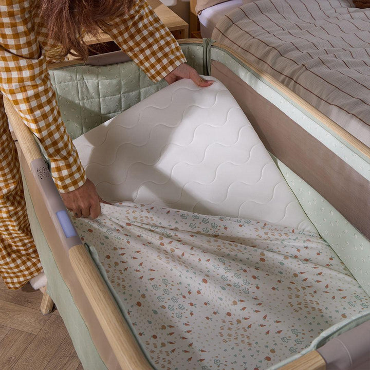 Tutti Bambini Cozee Sense Bedside Crib - Drifted Oak / Eucalyptus-Cribs-Drifted Oak / Eucalyptus- | Natural Baby Shower