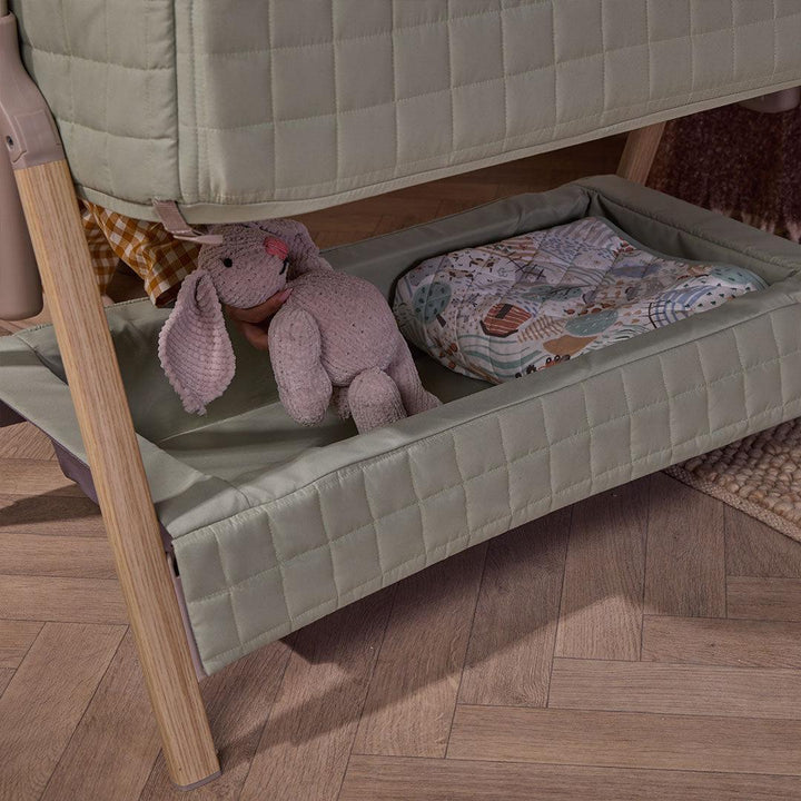 Tutti Bambini Cozee Sense Bedside Crib - Drifted Oak / Eucalyptus-Cribs-Drifted Oak / Eucalyptus- | Natural Baby Shower