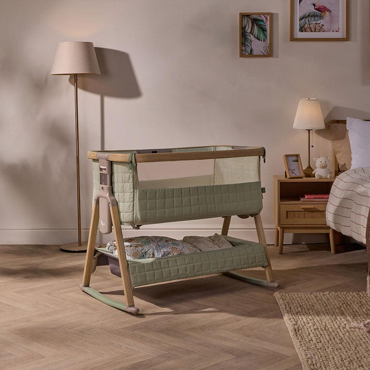 Tutti Bambini Cozee Sense Bedside Crib - Drifted Oak / Eucalyptus-Cribs-Drifted Oak / Eucalyptus- | Natural Baby Shower