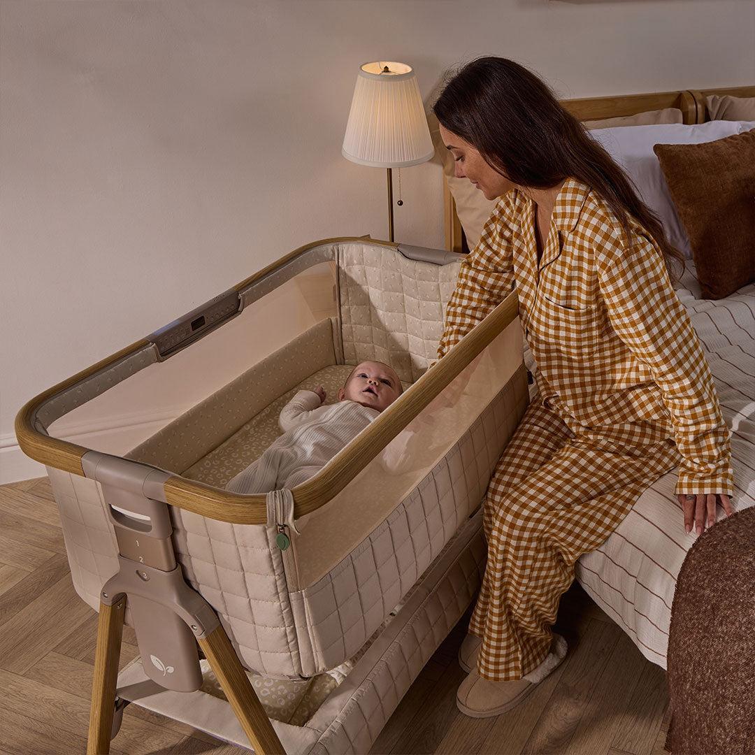 Tutti Bambini Cozee Sense Bedside Crib - Toasted Oak / Sand-Cribs-Toasted Oak / Sand- | Natural Baby Shower