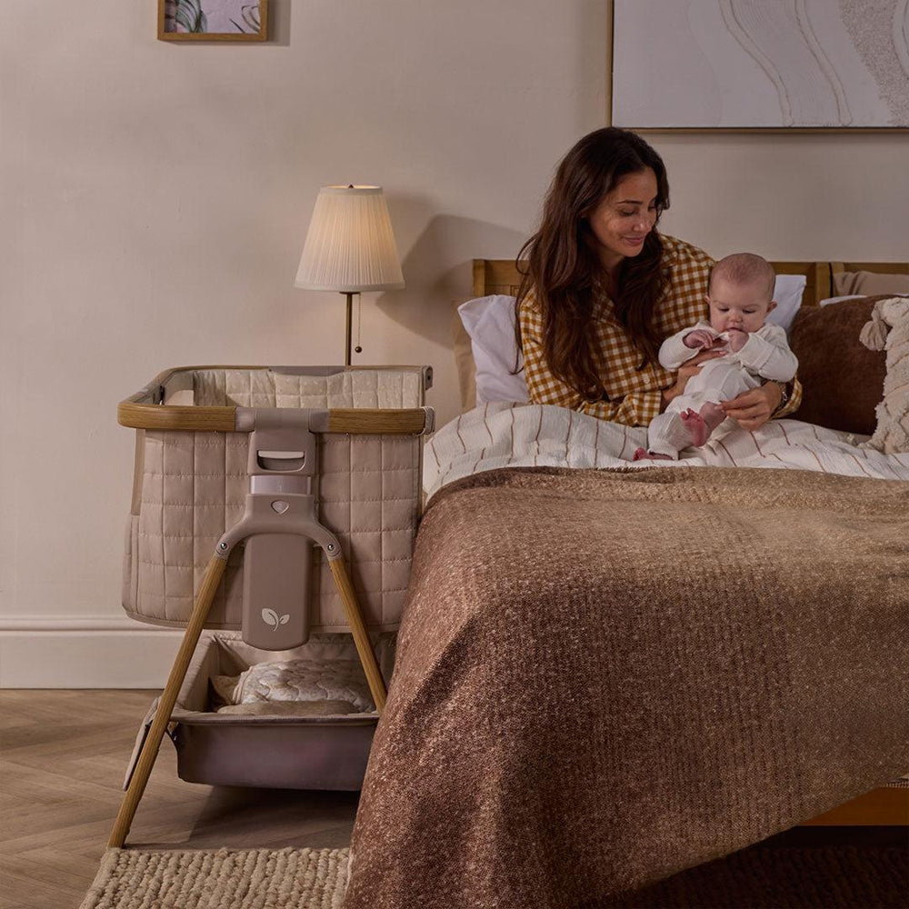 Tutti Bambini Cozee Sense Bedside Crib - Toasted Oak / Sand-Cribs-Toasted Oak / Sand- | Natural Baby Shower