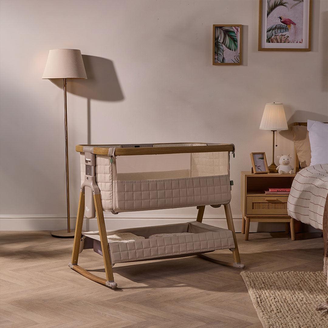 Tutti Bambini Cozee Sense Bedside Crib - Toasted Oak / Sand-Cribs-Toasted Oak / Sand- | Natural Baby Shower