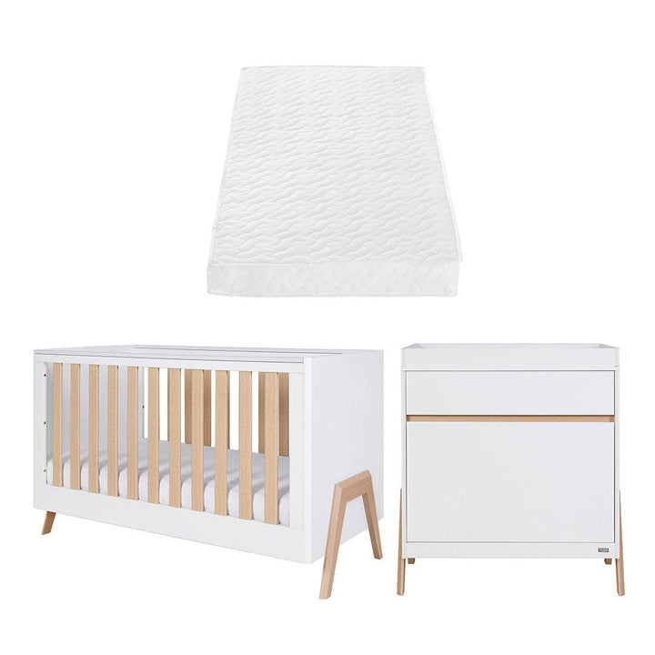 Tutti Bambini Fuori 2 Piece Room Set - White/Light Oak-Nursery Sets-White/Light Oak-Tutti Bambini Pocket Sprung Cot Bed Mattress  | Natural Baby Shower