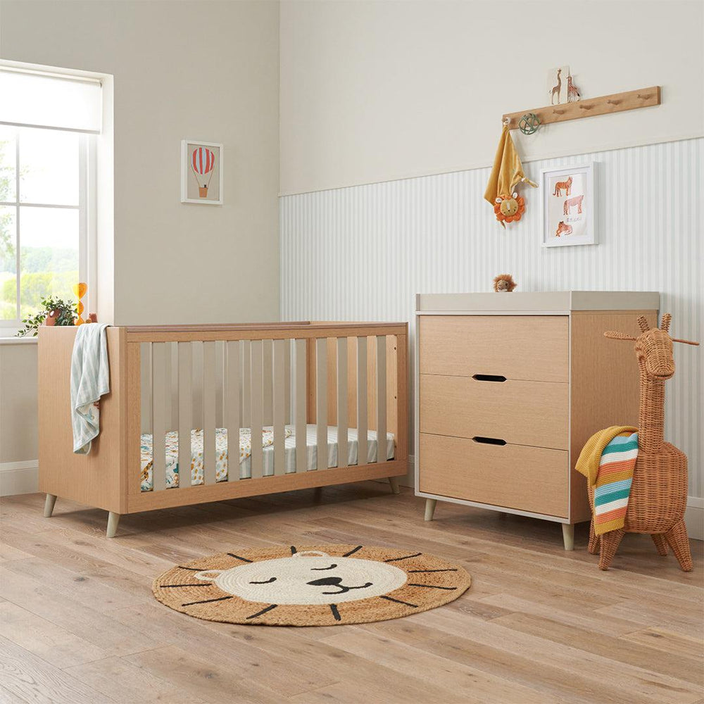 Tutti Bambini Fika 2 Piece Room Set - Light Oak/White Sand-Nursery Sets-Light Oak/White Sand-No Mattress | Natural Baby Shower