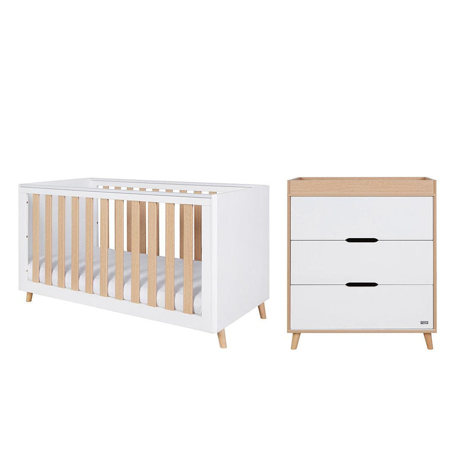 Tutti Bambini Fika 2 Piece Room Set - White/Light Oak-Nursery Sets-White/Light Oak-No Mattress | Natural Baby Shower