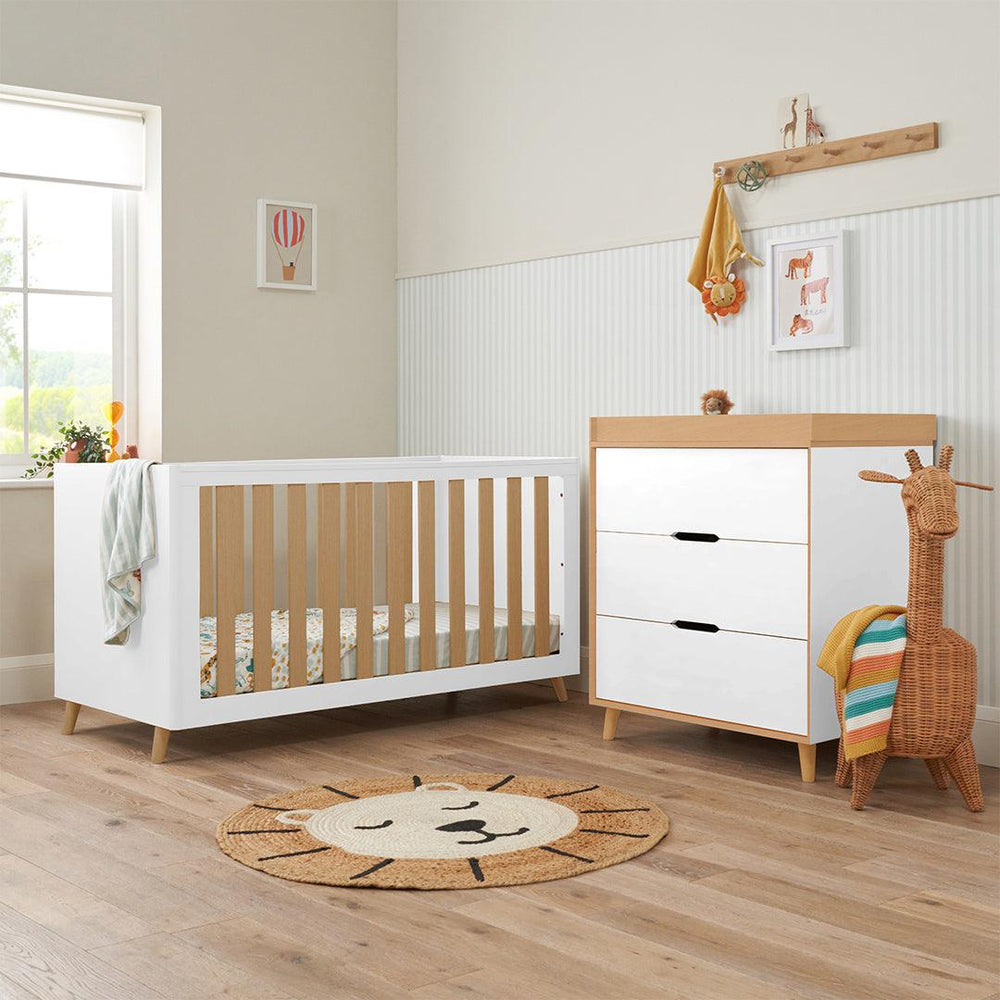 Tutti Bambini Fika 2 Piece Room Set - White/Light Oak-Nursery Sets-White/Light Oak-No Mattress | Natural Baby Shower