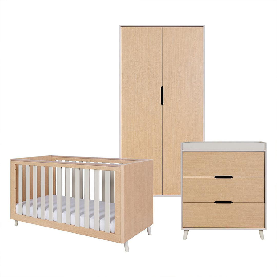 Tutti Bambini Fika 3 Piece Room Set - Light Oak/White Sand-Nursery Sets-Light Oak/White Sand-No Mattress | Natural Baby Shower