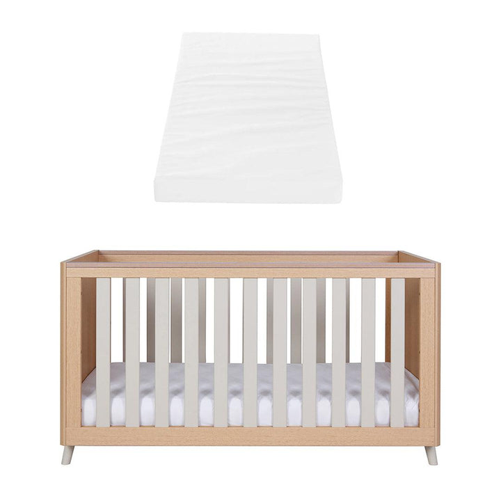 Tutti Bambini Fika Cot Bed - Light Oak/White Sand-Cot Beds-Light Oak/White Sand-Tutti Bambini Eco Fibre Deluxe Cot Bed Mattress  | Natural Baby Shower