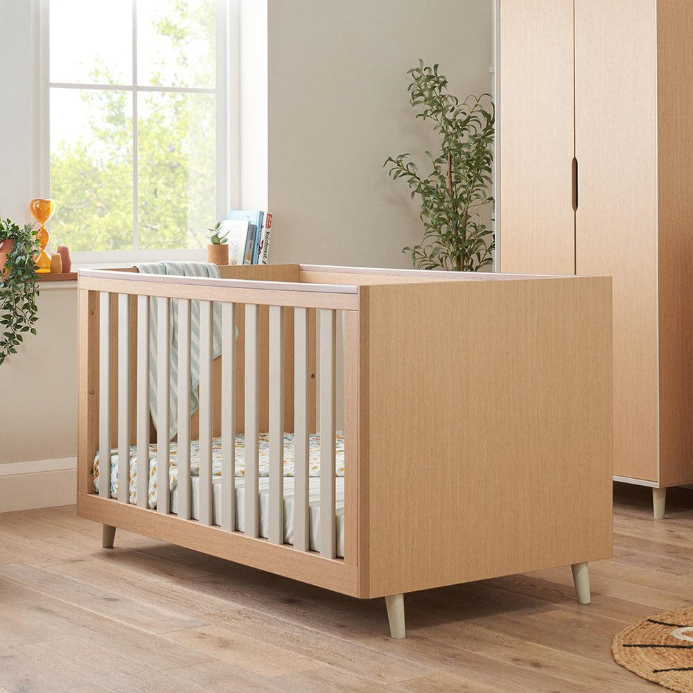 Tutti Bambini Fika Cot Bed - Light Oak/White Sand-Cot Beds-Light Oak/White Sand-No Mattress | Natural Baby Shower