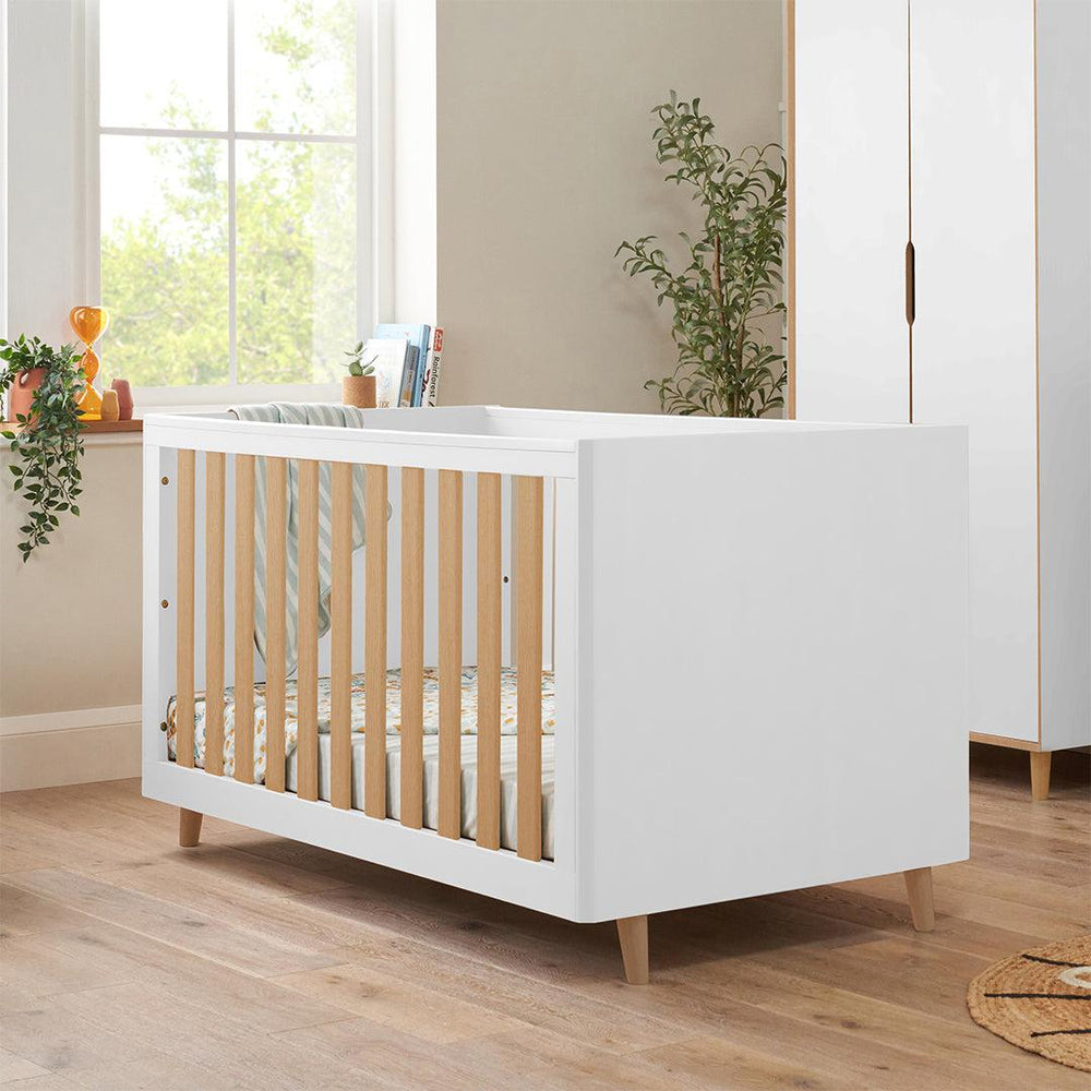 Tutti Bambini Fika Cot Bed - White/Light Oak-Cot Beds-White/Light Oak-No Mattress | Natural Baby Shower