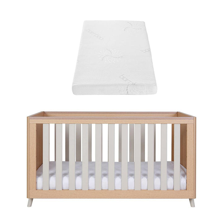 Tutti Bambini Fika Cot Bed - Light Oak/White Sand-Cot Beds-Light Oak/White Sand-Tutti Bambini Natural Coir Fibre Cot Bed Mattress  | Natural Baby Shower
