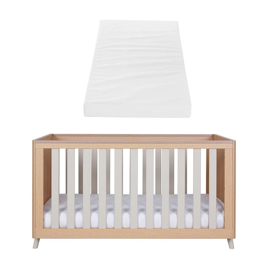 Tutti Bambini Fika Cot Bed - Light Oak/White Sand-Cot Beds-Light Oak/White Sand-Tutti Bambini Polyester Fibre Cot Bed Mattress  | Natural Baby Shower