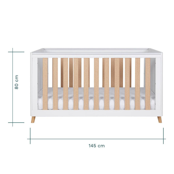 Tutti Bambini Fika Cot Bed - White/Light Oak-Cot Beds-White/Light Oak-No Mattress | Natural Baby Shower