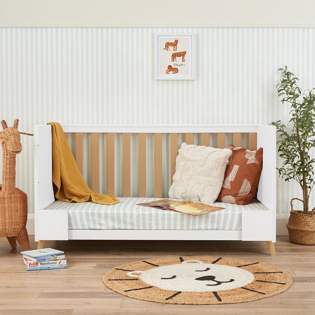 Tutti Bambini Fika Cot Bed - White/Light Oak-Cot Beds-White/Light Oak-No Mattress | Natural Baby Shower