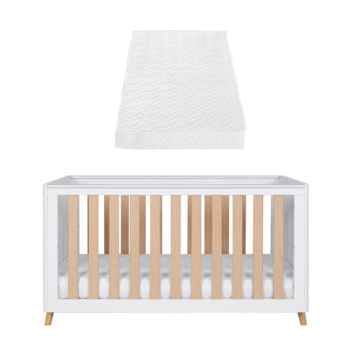 Tutti Bambini Fika Cot Bed - White/Light Oak-Cot Beds-White/Light Oak-Tutti Bambini Pocket Sprung Cot Bed Mattress  | Natural Baby Shower