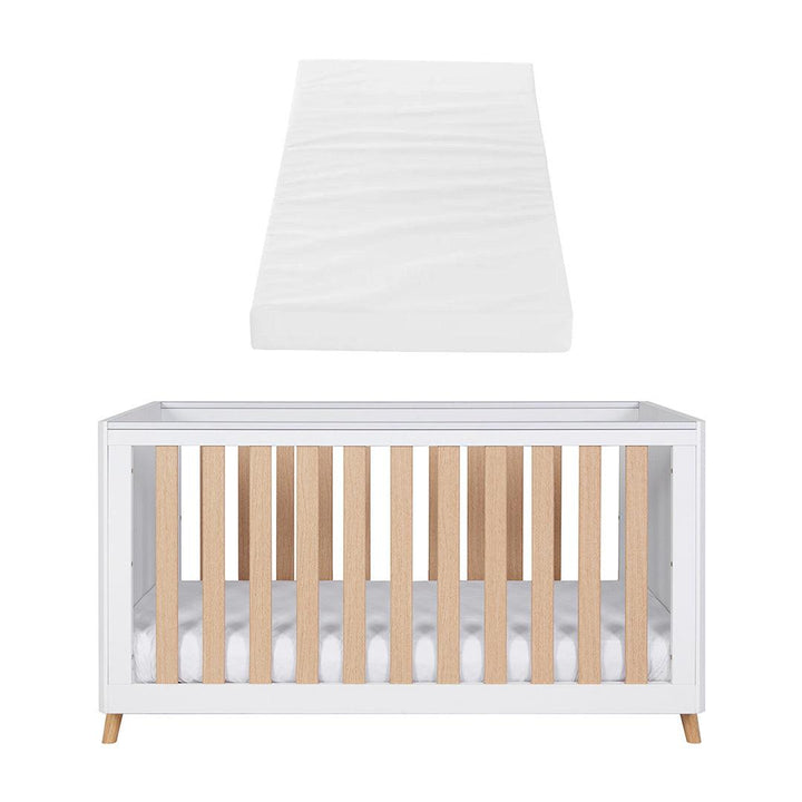 Tutti Bambini Fika Cot Bed - White/Light Oak-Cot Beds-White/Light Oak-Tutti Bambini Polyester Fibre Cot Bed Mattress  | Natural Baby Shower