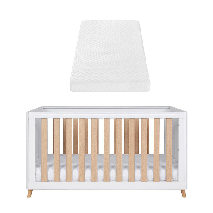 Tutti Bambini Fika Cot Bed - White/Light Oak-Cot Beds-White/Light Oak-Tutti Bambini Sprung Cot Bed Mattress  | Natural Baby Shower