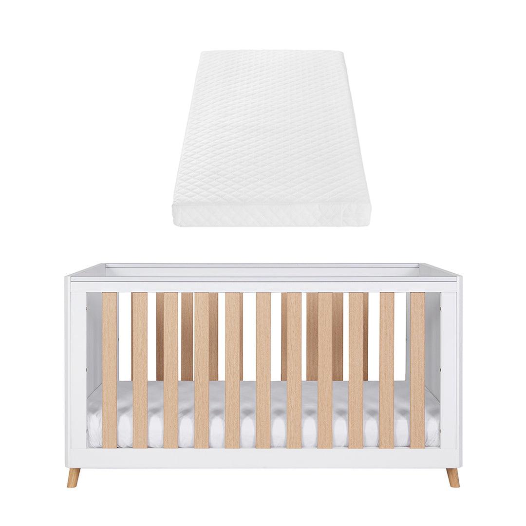 Tutti Bambini Fika Cot Bed - White/Light Oak-Cot Beds-White/Light Oak-Tutti Bambini Sprung Cot Bed Mattress  | Natural Baby Shower