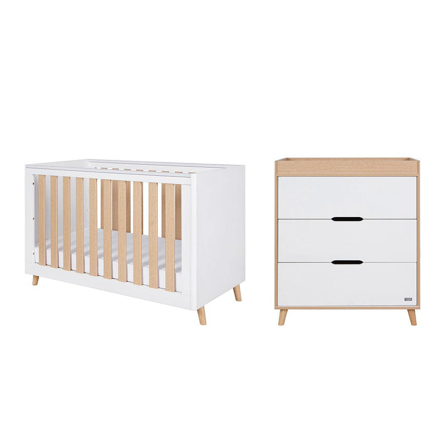 Tutti Bambini Fika Mini 2 Piece Room Set - White/Light Oak-Nursery Sets-White/Light Oak-No Mattress | Natural Baby Shower