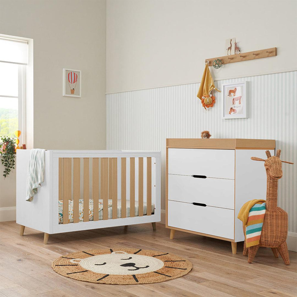 Tutti Bambini Fika Mini 2 Piece Room Set - White/Light Oak-Nursery Sets-White/Light Oak-No Mattress | Natural Baby Shower