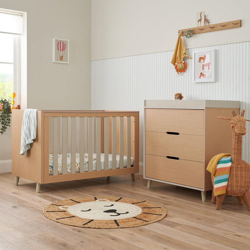 Tutti Bambini Fika Mini 2 Piece Room Set - Light Oak/White Sand-Nursery Sets-Light Oak/White Sand-No Mattress | Natural Baby Shower