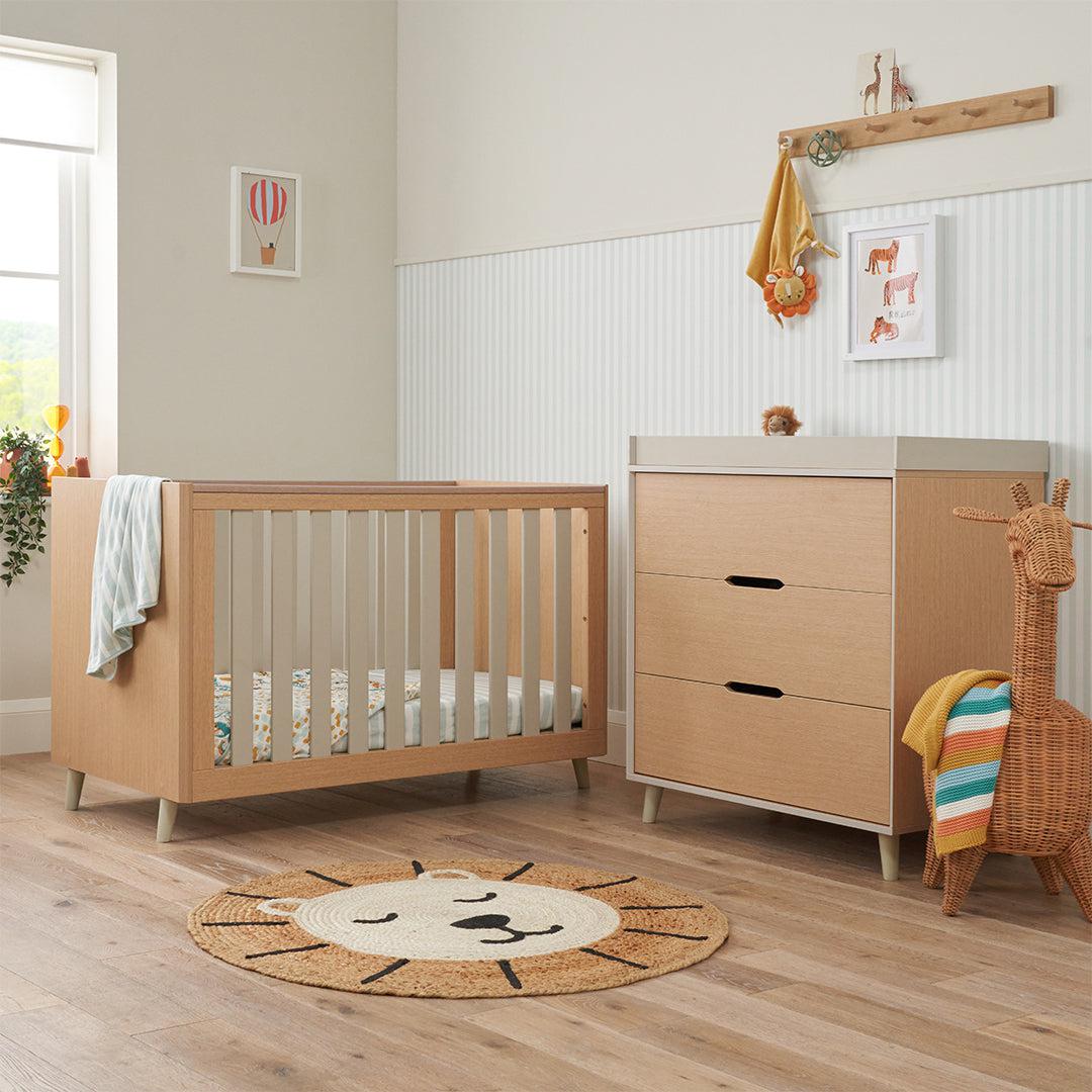Tutti Bambini Fika Mini 2 Piece Room Set - Light Oak/White Sand-Nursery Sets-Light Oak/White Sand-No Mattress | Natural Baby Shower
