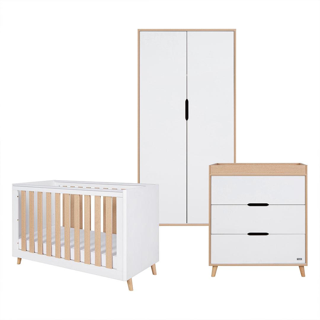 Tutti Bambini Fika Mini 3 Piece Room Set - White/Light Oak-Nursery Sets-White/Light Oak-No Mattress | Natural Baby Shower