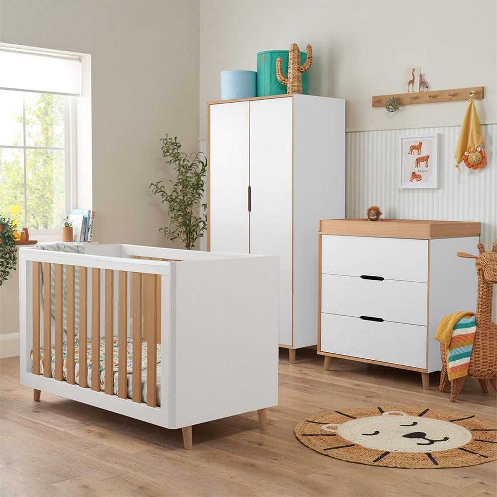 Tutti Bambini Fika Mini 3 Piece Room Set - White/Light Oak-Nursery Sets-White/Light Oak-No Mattress | Natural Baby Shower