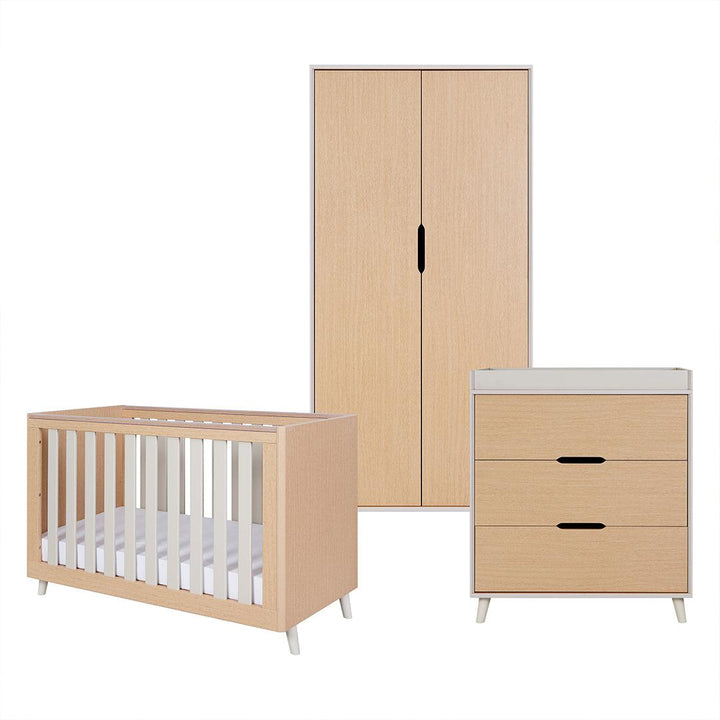 Tutti Bambini Fika Mini 3 Piece Room Set - Light Oak/White Sand-Nursery Sets-Light Oak/White Sand-No Mattress | Natural Baby Shower