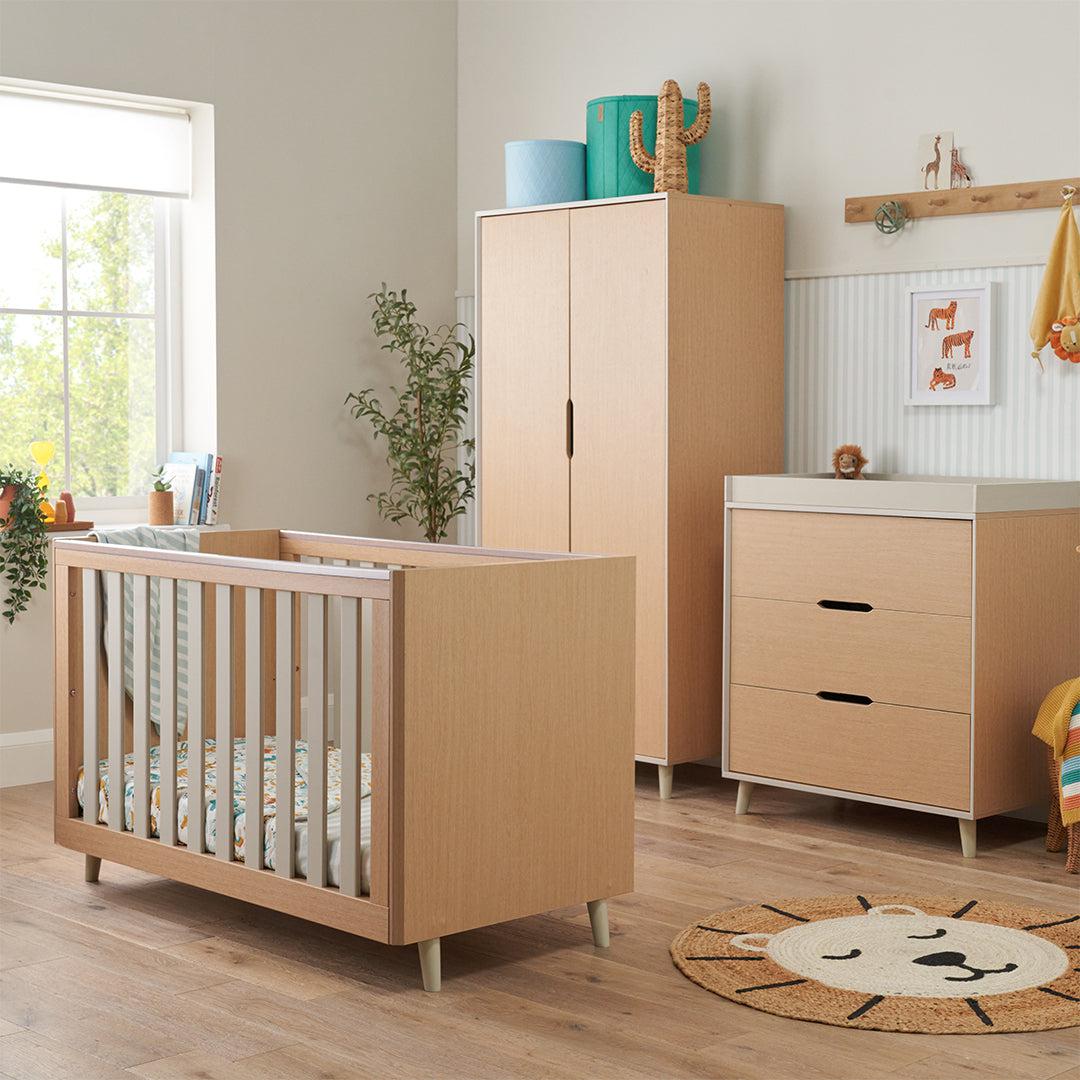 Tutti Bambini Fika Mini 3 Piece Room Set - Light Oak/White Sand-Nursery Sets-Light Oak/White Sand-No Mattress | Natural Baby Shower