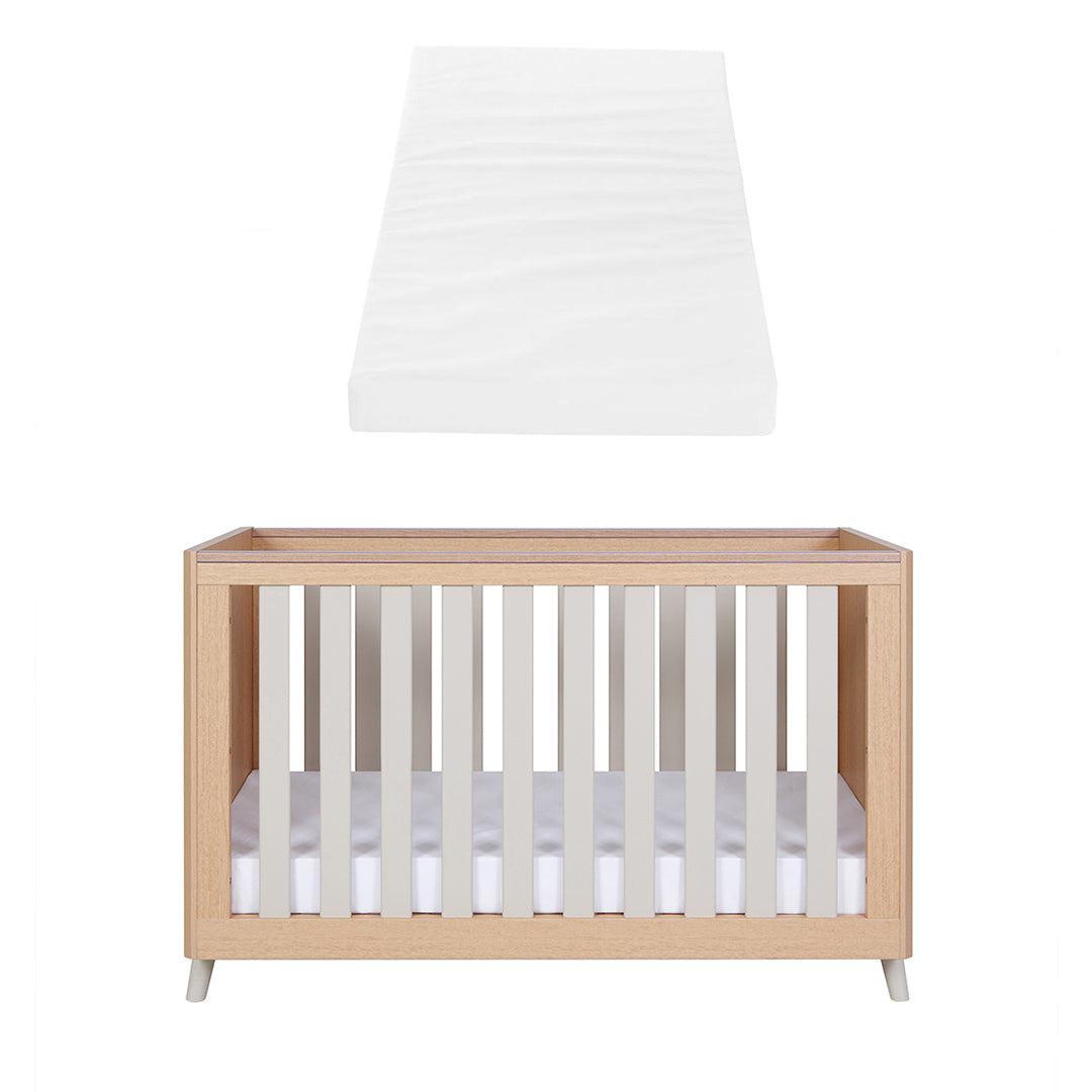 Tutti Bambini Fika Mini Cot Bed - Light Oak/White Sand-Cot Beds-Light Oak/White Sand-Tutti Bambini Eco Fibre Deluxe Cot Bed Mattress  | Natural Baby Shower