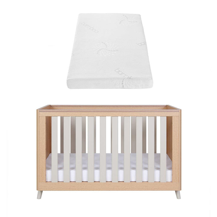 Tutti Bambini Fika Mini Cot Bed - Light Oak/White Sand-Cot Beds-Light Oak/White Sand-Tutti Bambini Natural Coir Fibre Cot Bed Mattress  | Natural Baby Shower