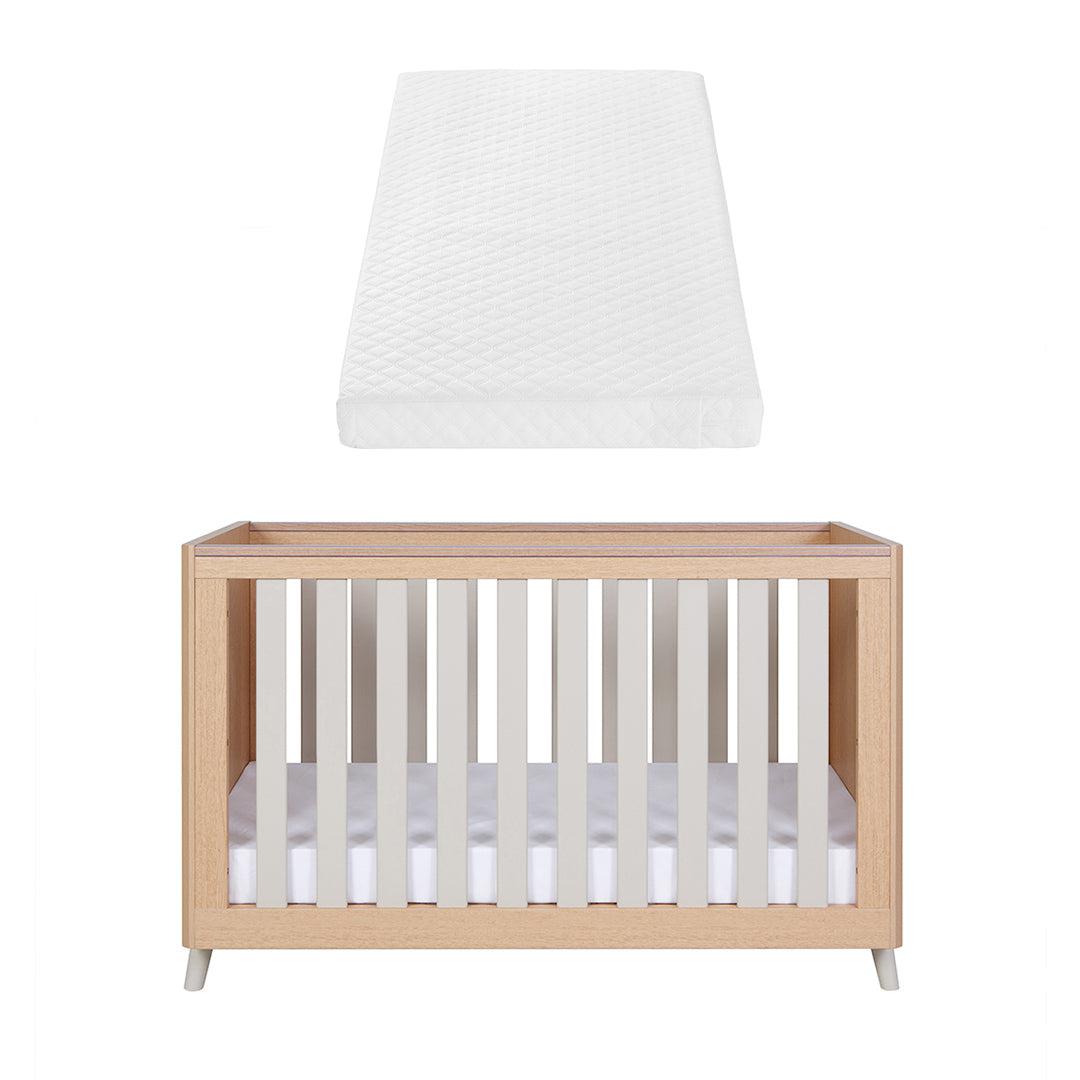 Tutti Bambini Fika Mini Cot Bed - Light Oak/White Sand-Cot Beds-Light Oak/White Sand-Tutti Bambini Sprung Cot Bed Mattress  | Natural Baby Shower