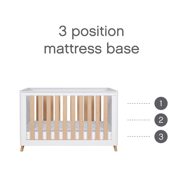 Tutti Bambini Fika Mini Cot Bed - White/Light Oak-Cot Beds-White/Light Oak-No Mattress | Natural Baby Shower