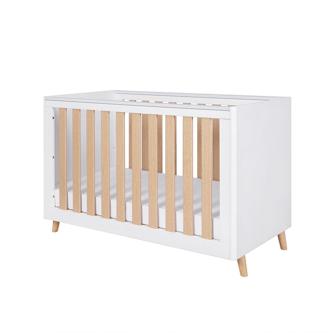 Tutti Bambini Fika Mini Cot Bed - White/Light Oak-Cot Beds-White/Light Oak-No Mattress | Natural Baby Shower