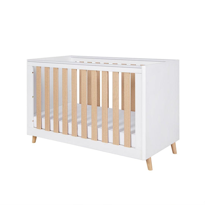 Tutti Bambini Fika Mini Cot Bed - White/Light Oak-Cot Beds-White/Light Oak-No Mattress | Natural Baby Shower