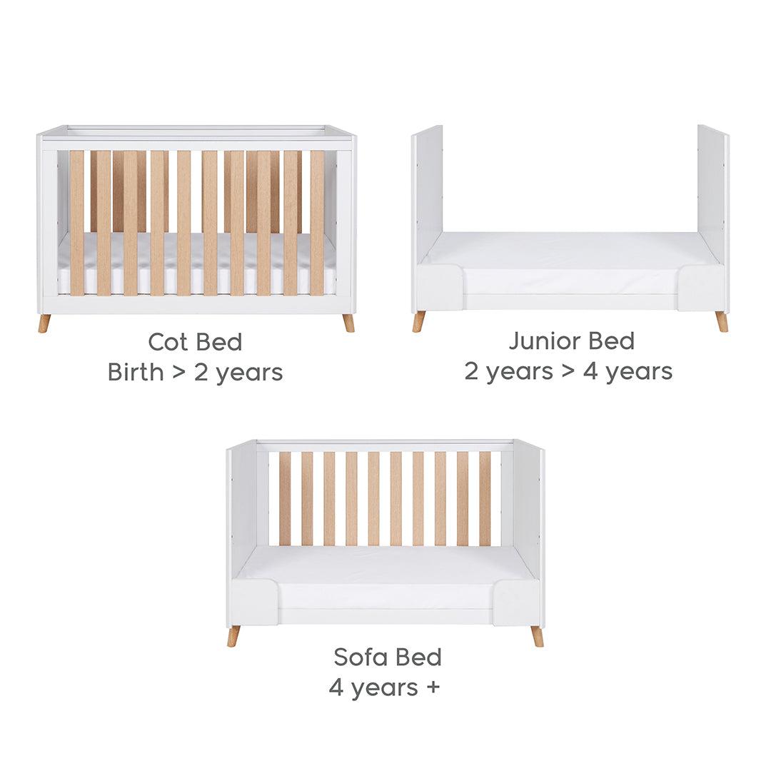 Tutti Bambini Fika Mini Cot Bed - White/Light Oak-Cot Beds-White/Light Oak-No Mattress | Natural Baby Shower