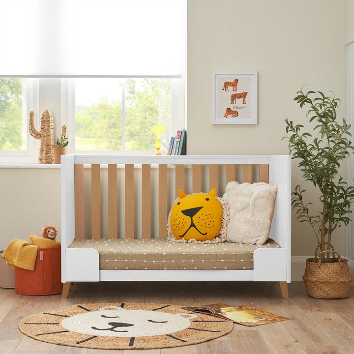 Tutti Bambini Fika Mini Cot Bed - White/Light Oak-Cot Beds-White/Light Oak-No Mattress | Natural Baby Shower