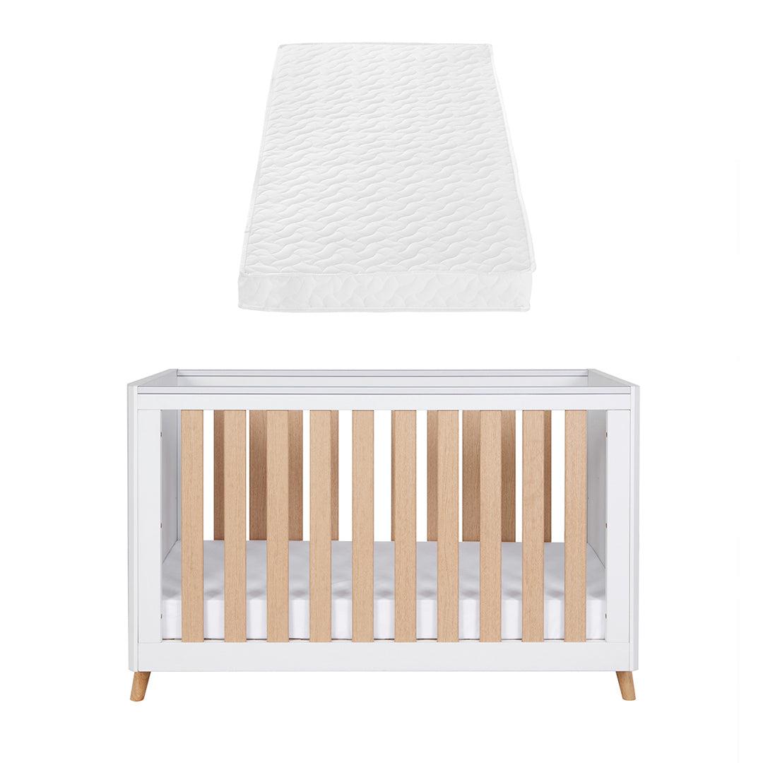 Tutti Bambini Fika Mini Cot Bed - White/Light Oak-Cot Beds-White/Light Oak-Tutti Bambini Pocket Sprung Cot Bed Mattress  | Natural Baby Shower