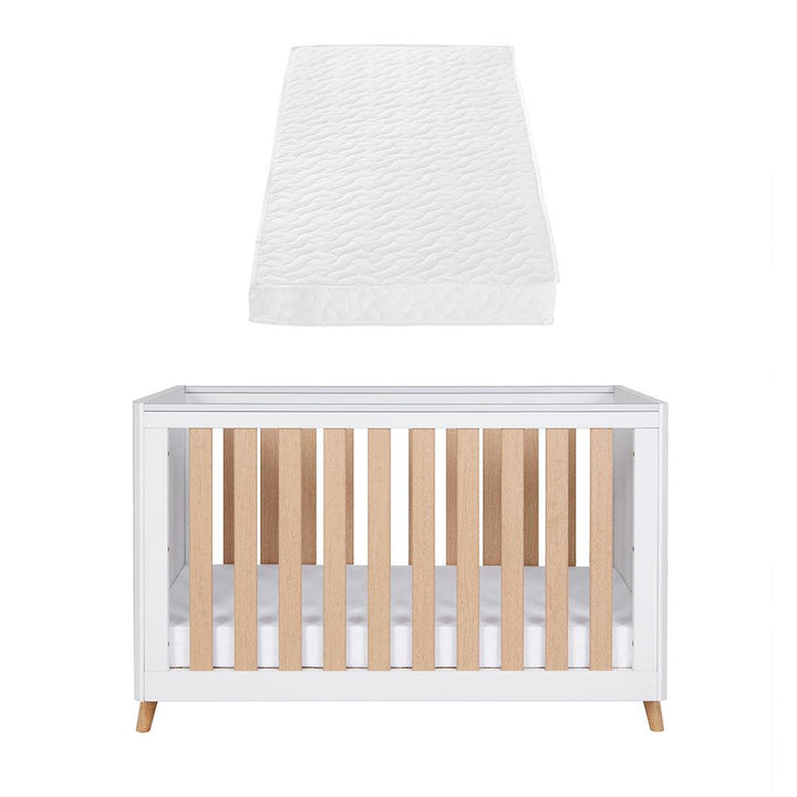 Tutti Bambini Fika Mini Cot Bed - White/Light Oak-Cot Beds-White/Light Oak-Tutti Bambini Pocket Sprung Cot Bed Mattress  | Natural Baby Shower