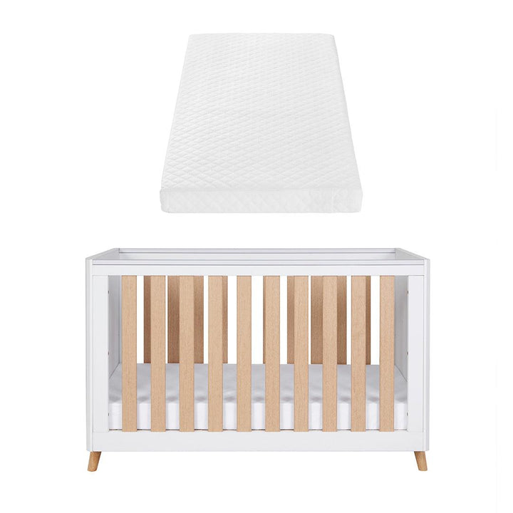 Tutti Bambini Fika Mini Cot Bed - White/Light Oak-Cot Beds-White/Light Oak-Tutti Bambini Sprung Cot Bed Mattress  | Natural Baby Shower