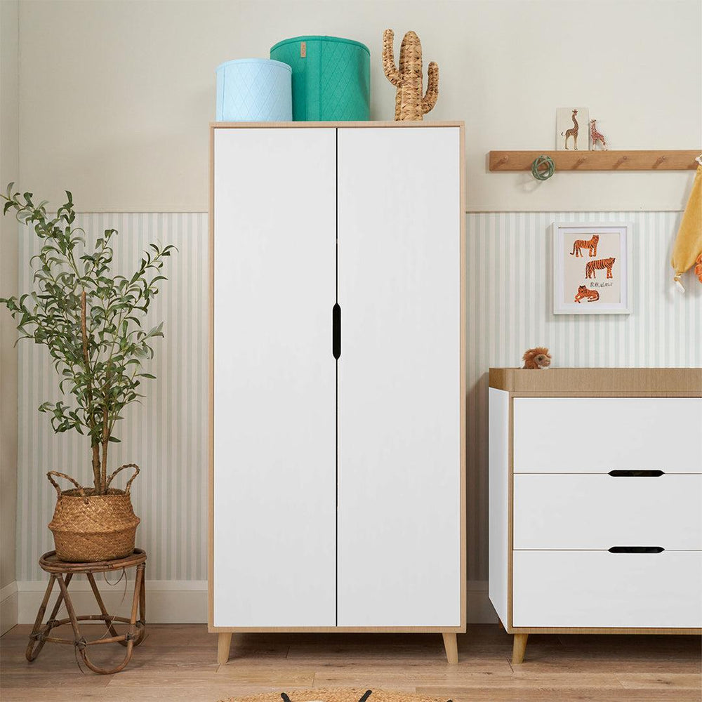 Tutti Bambini Fika Wardrobe - White/Light Oak-Wardrobes-White/Light Oak- | Natural Baby Shower