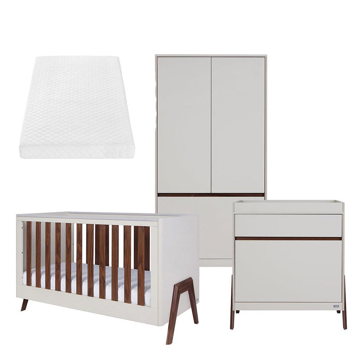 Tutti Bambini Fuori 3 Piece Room Set - Warm Walnut/White Sand-Nursery Sets-Warm Walnut/White Sand-Tutti Bambini Sprung Cot Bed Mattress  | Natural Baby Shower