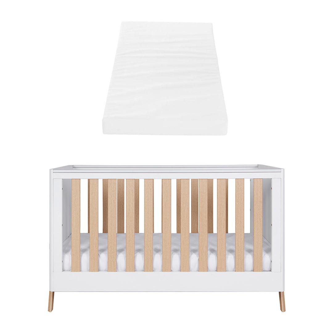 Tutti Bambini Fuori Cot Bed - White/Light Oak-Cot Beds-White/Light Oak-Tutti Bambini Eco Fibre Deluxe Cot Bed Mattress  | Natural Baby Shower