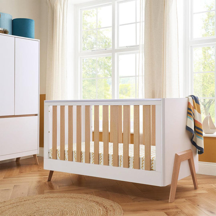 Tutti Bambini Fuori Cot Bed - White/Light Oak-Cot Beds-White/Light Oak-No Mattress | Natural Baby Shower
