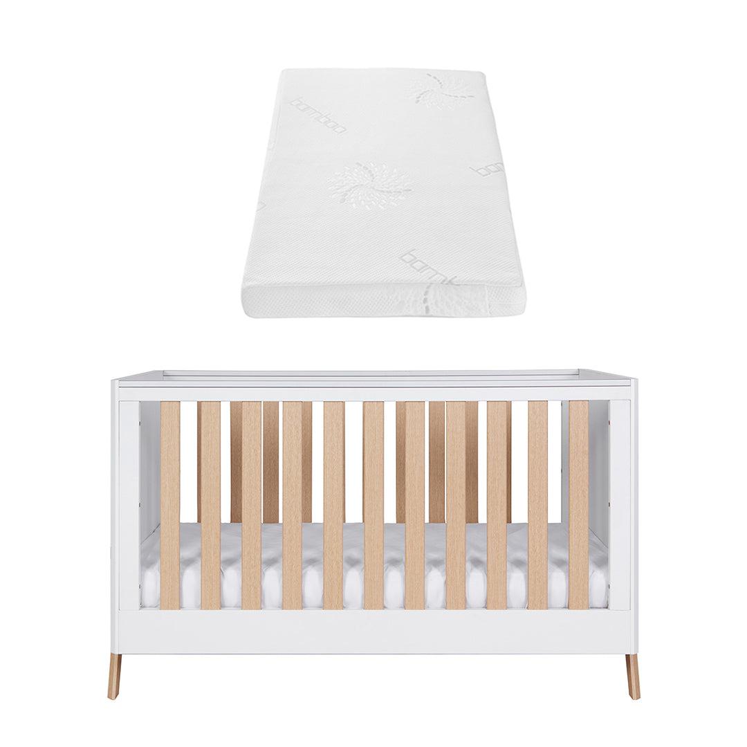 Tutti Bambini Fuori Cot Bed - White/Light Oak-Cot Beds-White/Light Oak-Tutti Bambini Natural Coir Fibre Cot Bed Mattress  | Natural Baby Shower
